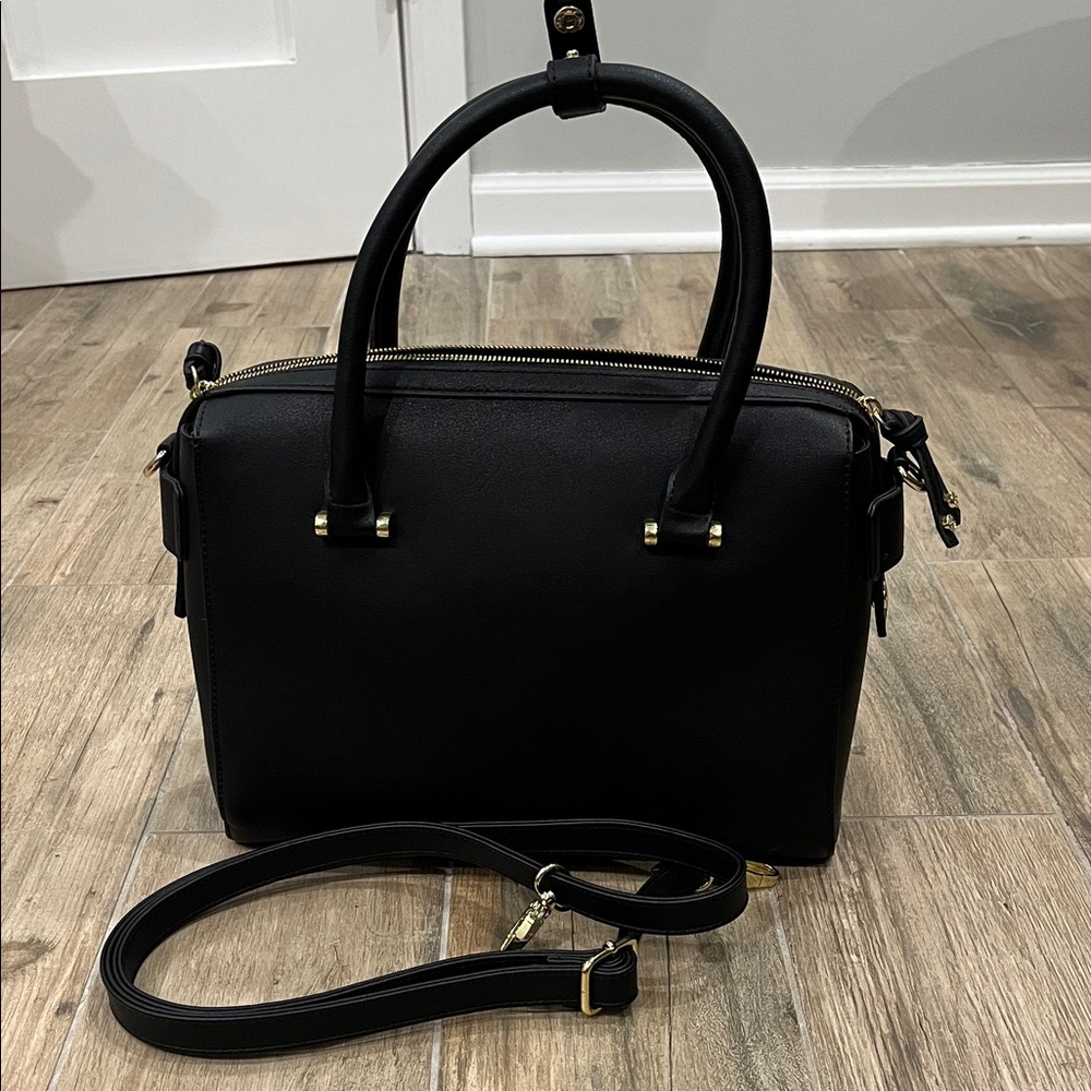 Harrods Black Satchel with Gold Accents - Picture 2 of 6